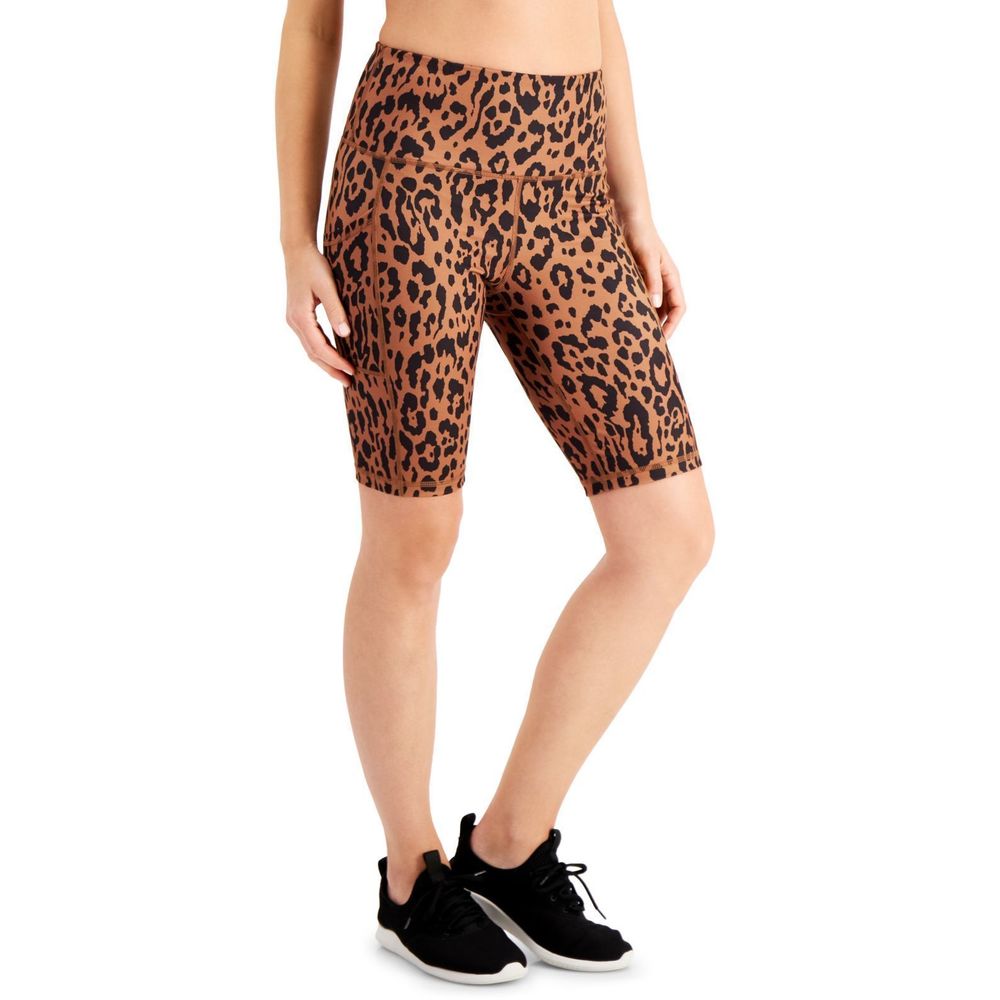 Ideology Womens Activewear Animal-Print High-Rise Bike Shorts,XS